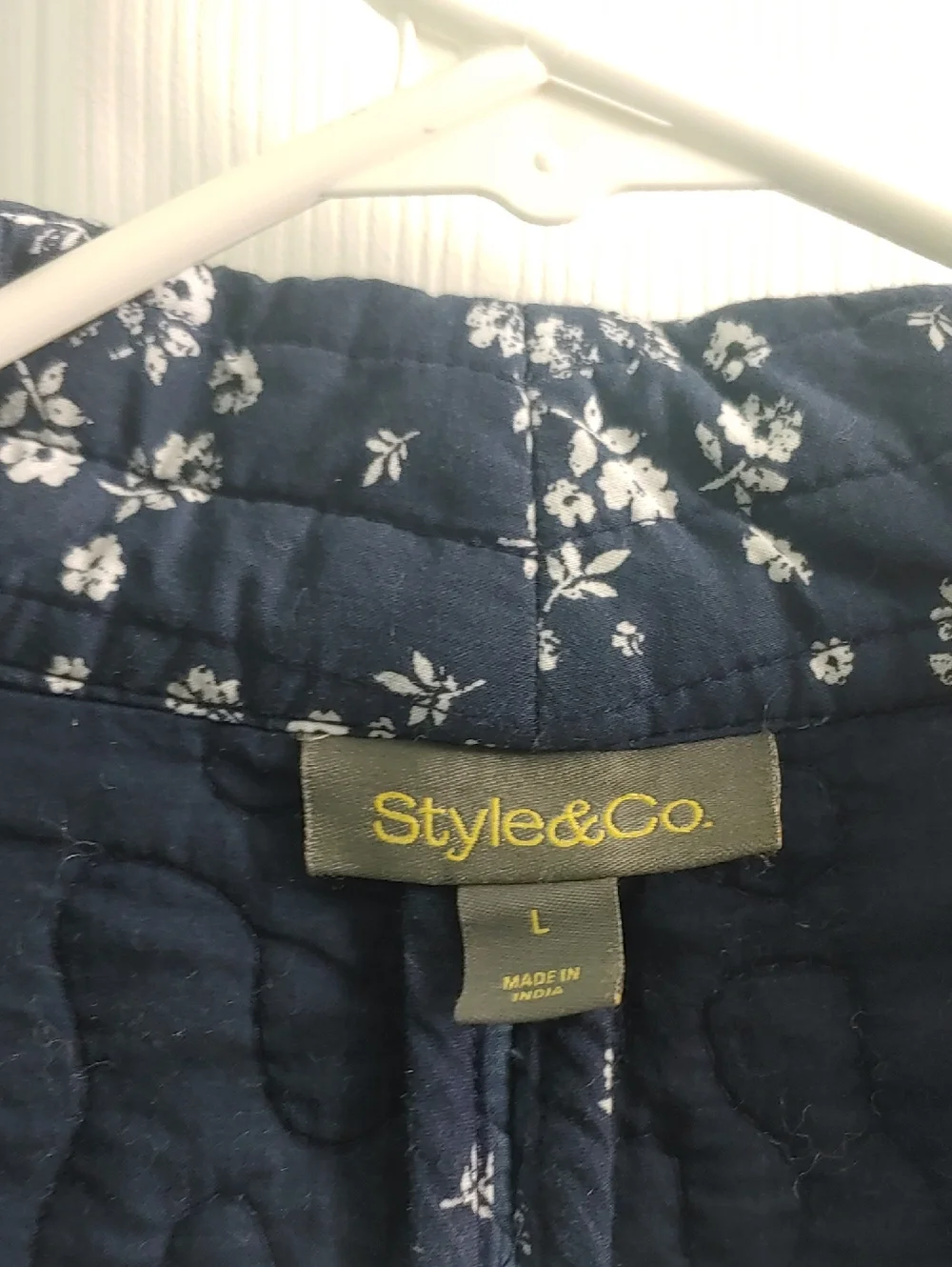 Blue Floral Quilt Jacket Patchwork Coatigan Women's Size L